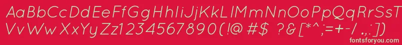 QuicksandBookOblique Font – Green Fonts on Red Background