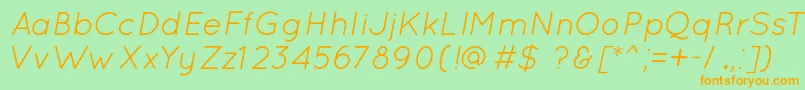 QuicksandBookOblique Font – Orange Fonts on Green Background