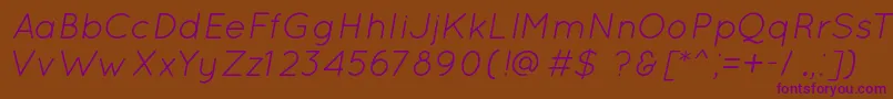 QuicksandBookOblique Font – Purple Fonts on Brown Background