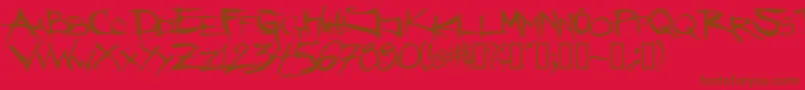 Angryblu-fontti – ruskeat fontit punaisella taustalla