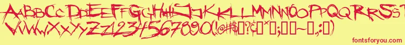 Angryblu Font – Red Fonts on Yellow Background