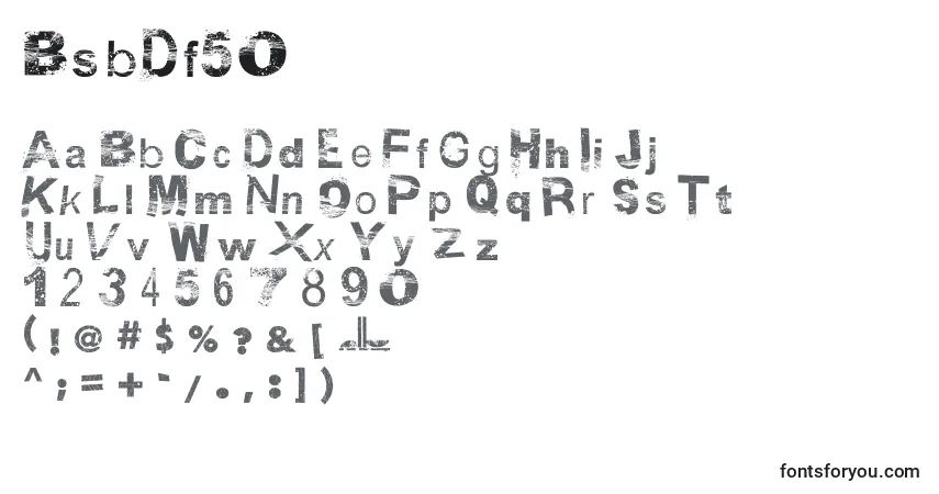 A fonte BsbDf50 – alfabeto, números, caracteres especiais