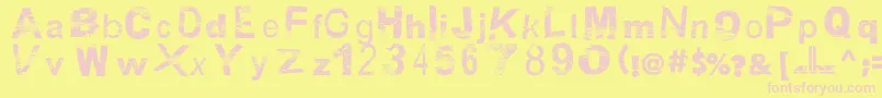 BsbDf50-fontti – vaaleanpunaiset fontit keltaisella taustalla