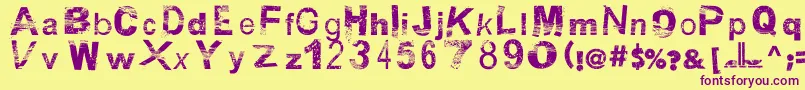 BsbDf50 Font – Purple Fonts on Yellow Background