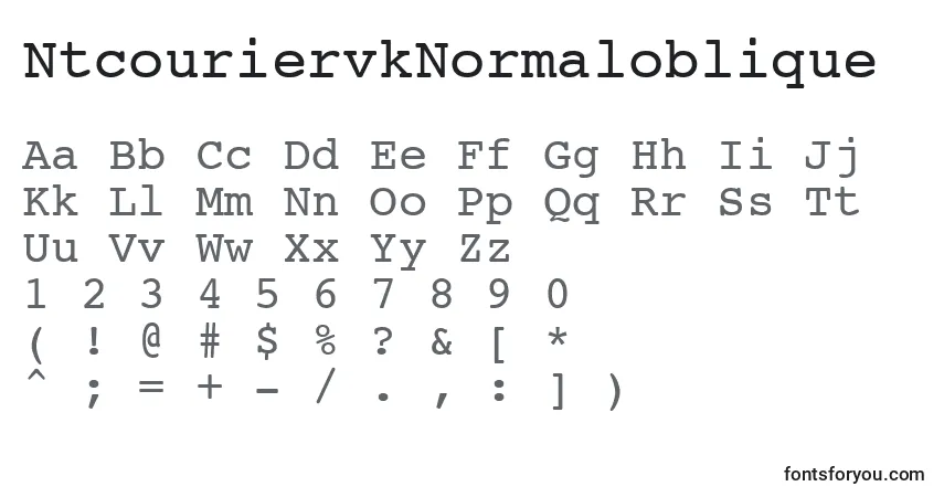 Schriftart NtcouriervkNormaloblique – Alphabet, Zahlen, spezielle Symbole