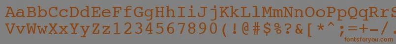 Fonte NtcouriervkNormaloblique – fontes marrons em um fundo cinza
