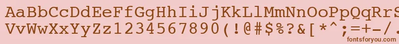 Шрифт NtcouriervkNormaloblique – коричневые шрифты на розовом фоне