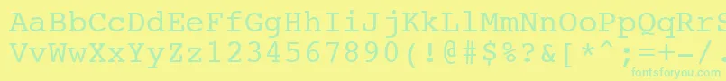 フォントNtcouriervkNormaloblique – 黄色い背景に緑の文字