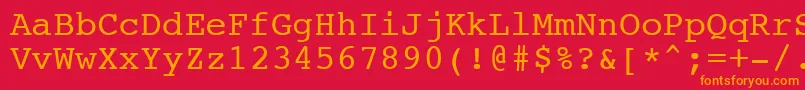 Шрифт NtcouriervkNormaloblique – оранжевые шрифты на красном фоне