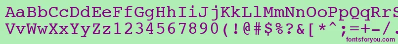 フォントNtcouriervkNormaloblique – 緑の背景に紫のフォント