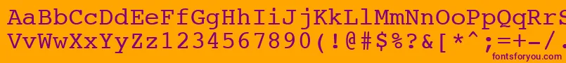 Шрифт NtcouriervkNormaloblique – фиолетовые шрифты на оранжевом фоне
