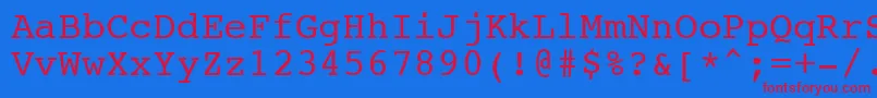 NtcouriervkNormaloblique-Schriftart – Rote Schriften auf blauem Hintergrund