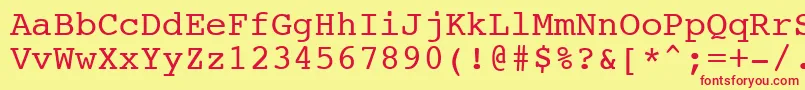 Шрифт NtcouriervkNormaloblique – красные шрифты на жёлтом фоне