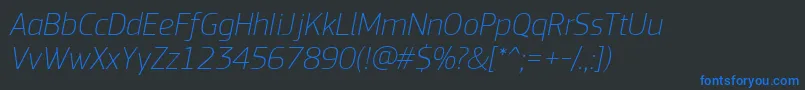 PfsquaresansproThinitalic Font – Blue Fonts on Black Background