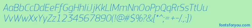 PfsquaresansproThinitalic Font – Blue Fonts on Green Background