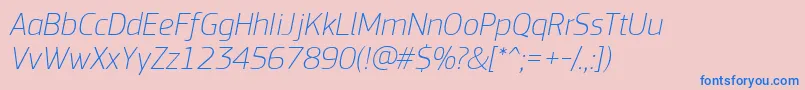 PfsquaresansproThinitalic Font – Blue Fonts on Pink Background