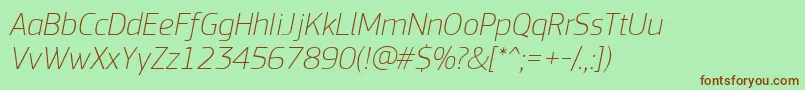 PfsquaresansproThinitalic Font – Brown Fonts on Green Background