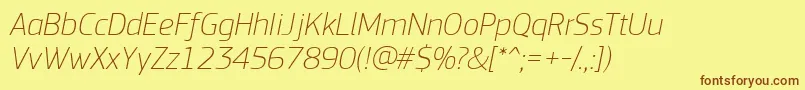 PfsquaresansproThinitalic Font – Brown Fonts on Yellow Background
