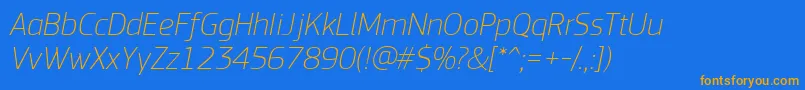 PfsquaresansproThinitalic Font – Orange Fonts on Blue Background