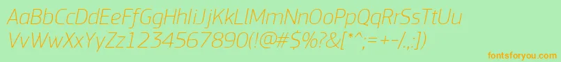 PfsquaresansproThinitalic Font – Orange Fonts on Green Background