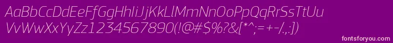 PfsquaresansproThinitalic Font – Pink Fonts on Purple Background
