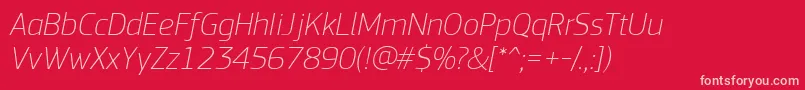 PfsquaresansproThinitalic Font – Pink Fonts on Red Background