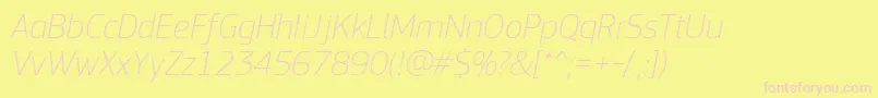 PfsquaresansproThinitalic Font – Pink Fonts on Yellow Background