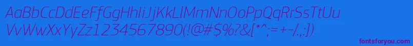 PfsquaresansproThinitalic Font – Purple Fonts on Blue Background