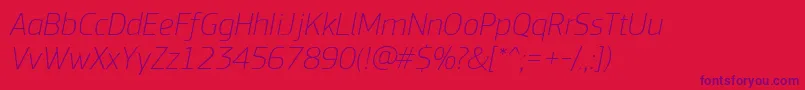 PfsquaresansproThinitalic Font – Purple Fonts on Red Background
