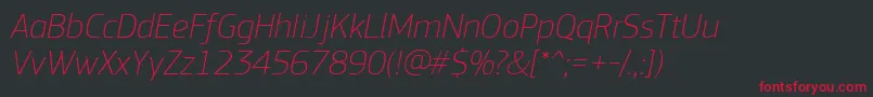 PfsquaresansproThinitalic Font – Red Fonts on Black Background