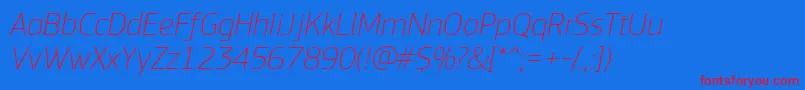 PfsquaresansproThinitalic Font – Red Fonts on Blue Background