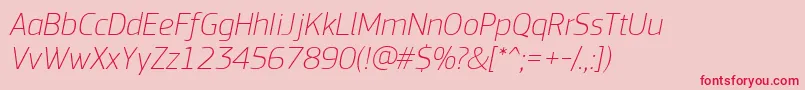 PfsquaresansproThinitalic Font – Red Fonts on Pink Background