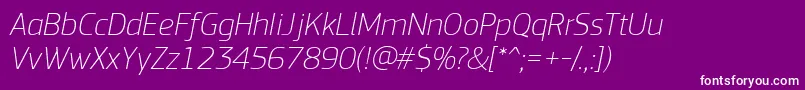 PfsquaresansproThinitalic Font – White Fonts on Purple Background