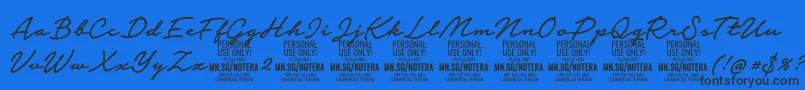 Notera2mediumPersonal Font – Black Fonts on Blue Background