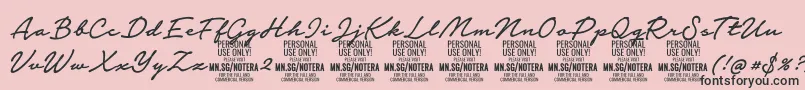 Fonte Notera2mediumPersonal – fontes pretas em um fundo rosa