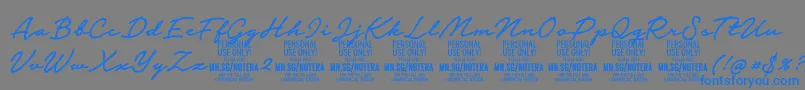 Notera2mediumPersonal Font – Blue Fonts on Gray Background