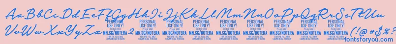 Notera2mediumPersonal Font – Blue Fonts on Pink Background