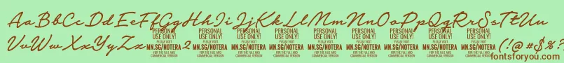 Notera2mediumPersonal Font – Brown Fonts on Green Background