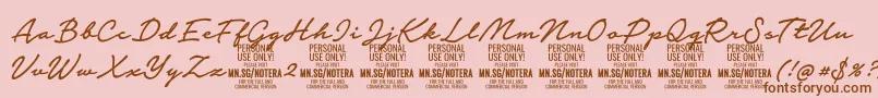 Notera2mediumPersonal Font – Brown Fonts on Pink Background