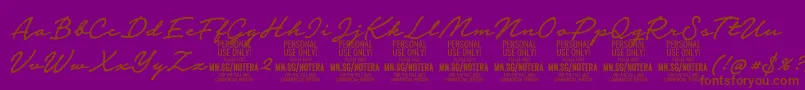 Notera2mediumPersonal Font – Brown Fonts on Purple Background