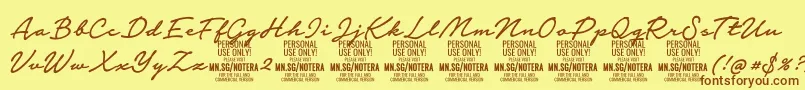 Notera2mediumPersonal Font – Brown Fonts on Yellow Background