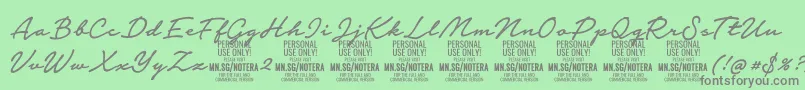 Notera2mediumPersonal Font – Gray Fonts on Green Background