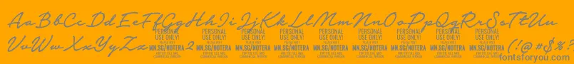 Notera2mediumPersonal Font – Gray Fonts on Orange Background