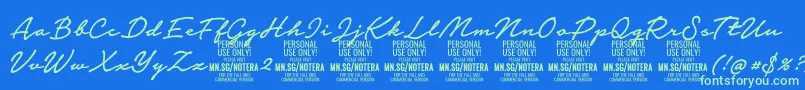 Notera2mediumPersonal Font – Green Fonts on Blue Background
