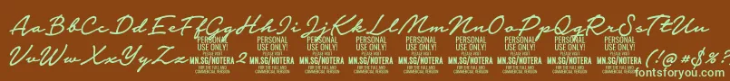 Notera2mediumPersonal Font – Green Fonts on Brown Background