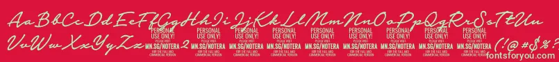 Notera2mediumPersonal Font – Green Fonts on Red Background