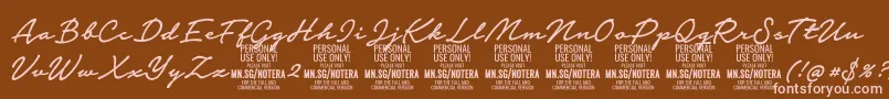 Notera2mediumPersonal Font – Pink Fonts on Brown Background