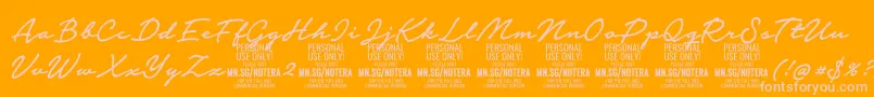 Notera2mediumPersonal Font – Pink Fonts on Orange Background