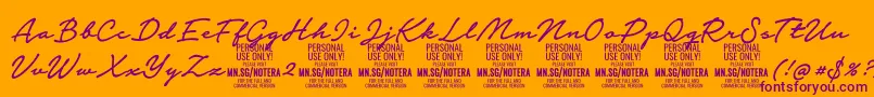 Notera2mediumPersonal-Schriftart – Violette Schriften auf orangefarbenem Hintergrund