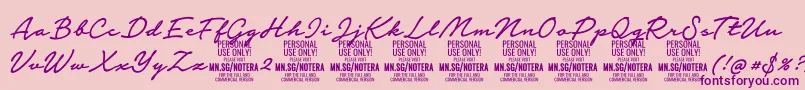 Notera2mediumPersonal Font – Purple Fonts on Pink Background